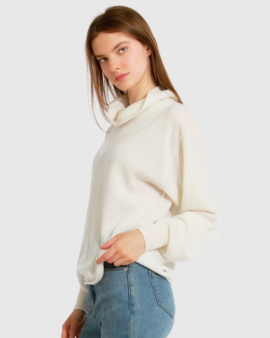 Belle & Bloom Women's Cream Cashmere Knit Sweater - Soft & Cozy Simple Pleasures Collection