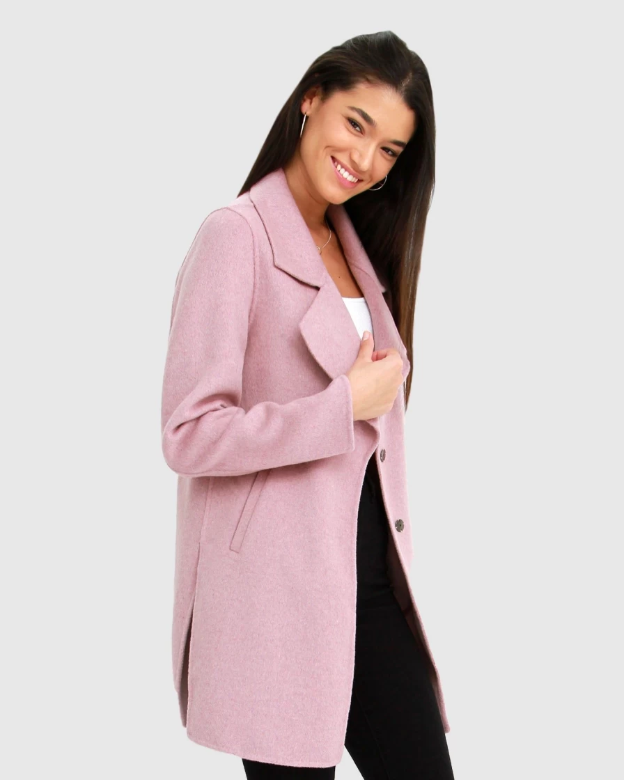 Belle & Bloom Women's Lilac Oversized Wool Blend Jacket - Ex-Boyfriend Style Coat