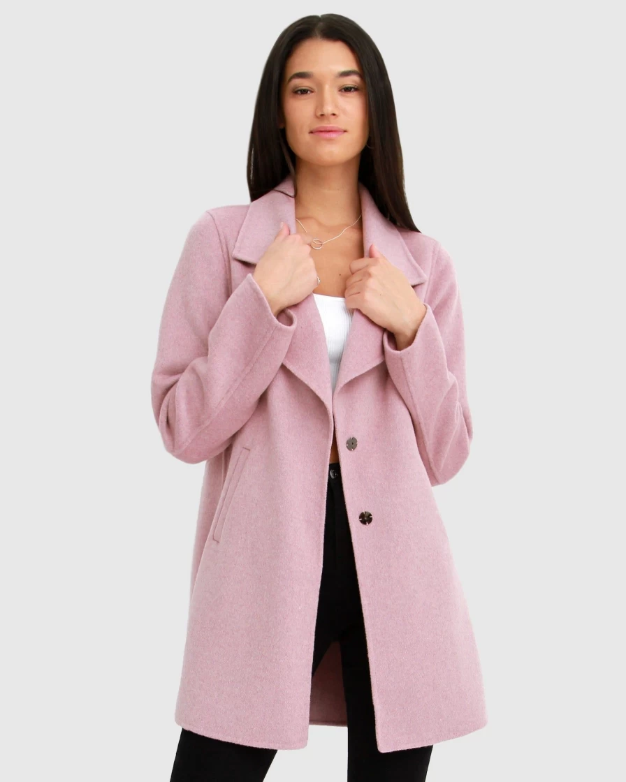 Belle & Bloom Women's Lilac Oversized Wool Blend Jacket - Ex-Boyfriend Style Coat