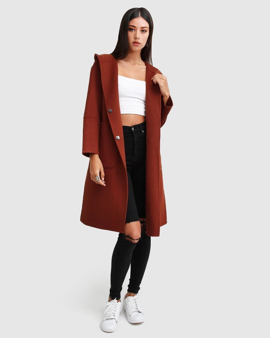 Belle & Bloom Women's Wool Blend Oversized Coat in Caramel - Walk This Way Style