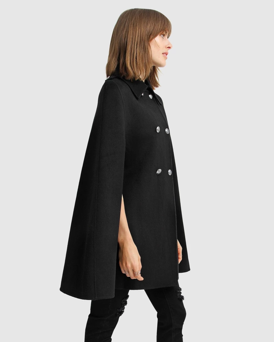 Belle & Bloom Women's On My Mind Black Wool Blend Cape Coat