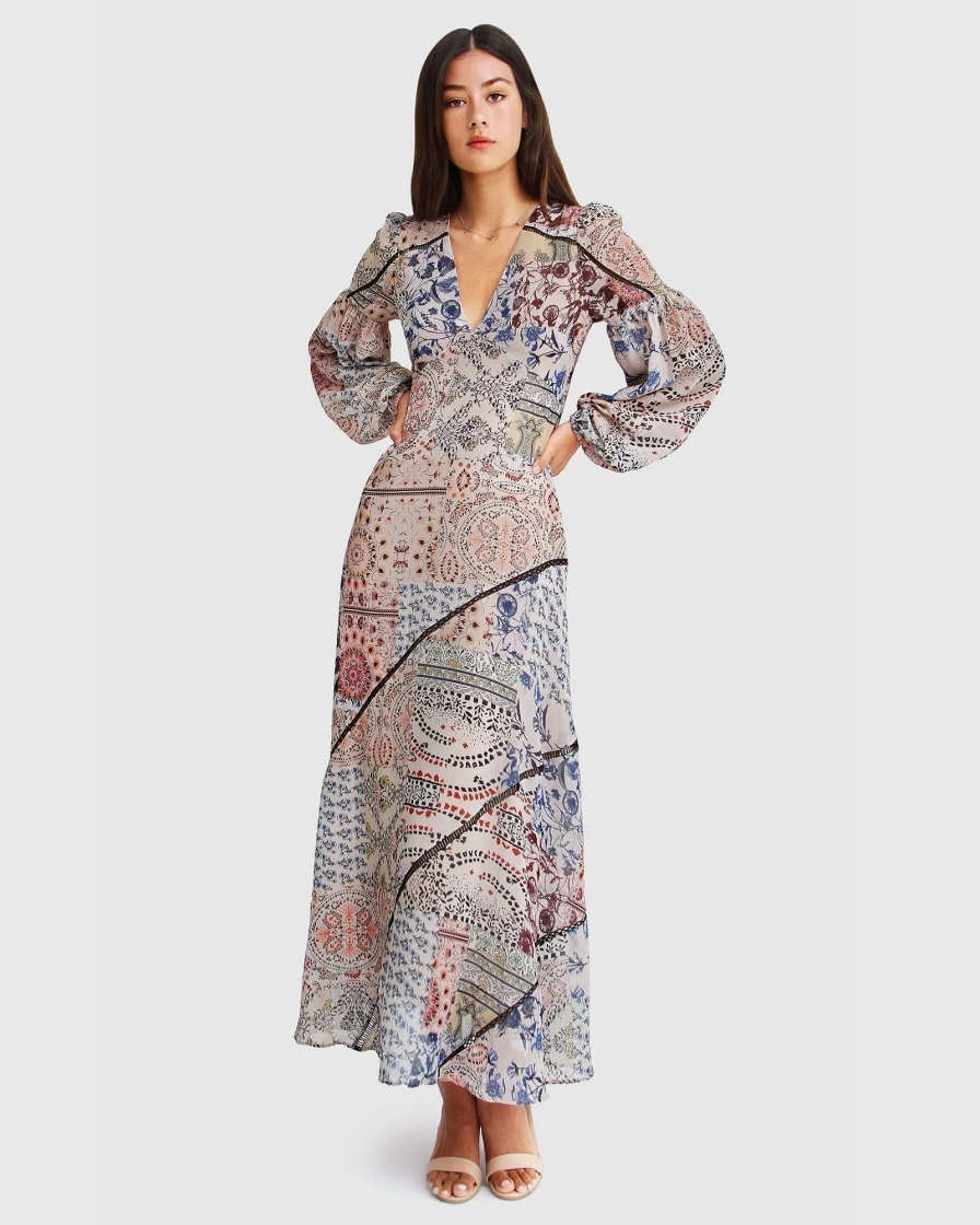 Belle & Bloom Women's In Your Dreams Beige Maxi Dress - Elegant Boho Summer Long Dress