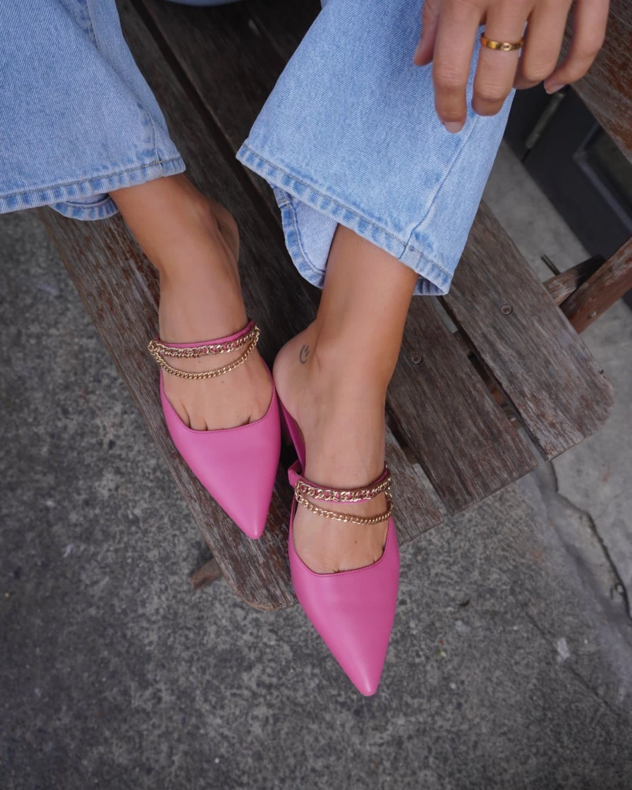 Belle & Bloom Women's On The Go Leather Flats in Hot Pink - Comfortable & Stylish Slip-On Shoes