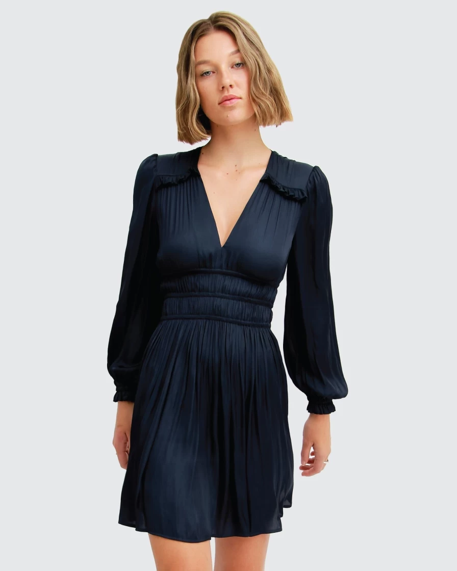 Belle & Bloom Women's Navy Ruched Mini Dress - Shine Bright Party & Evening Wear