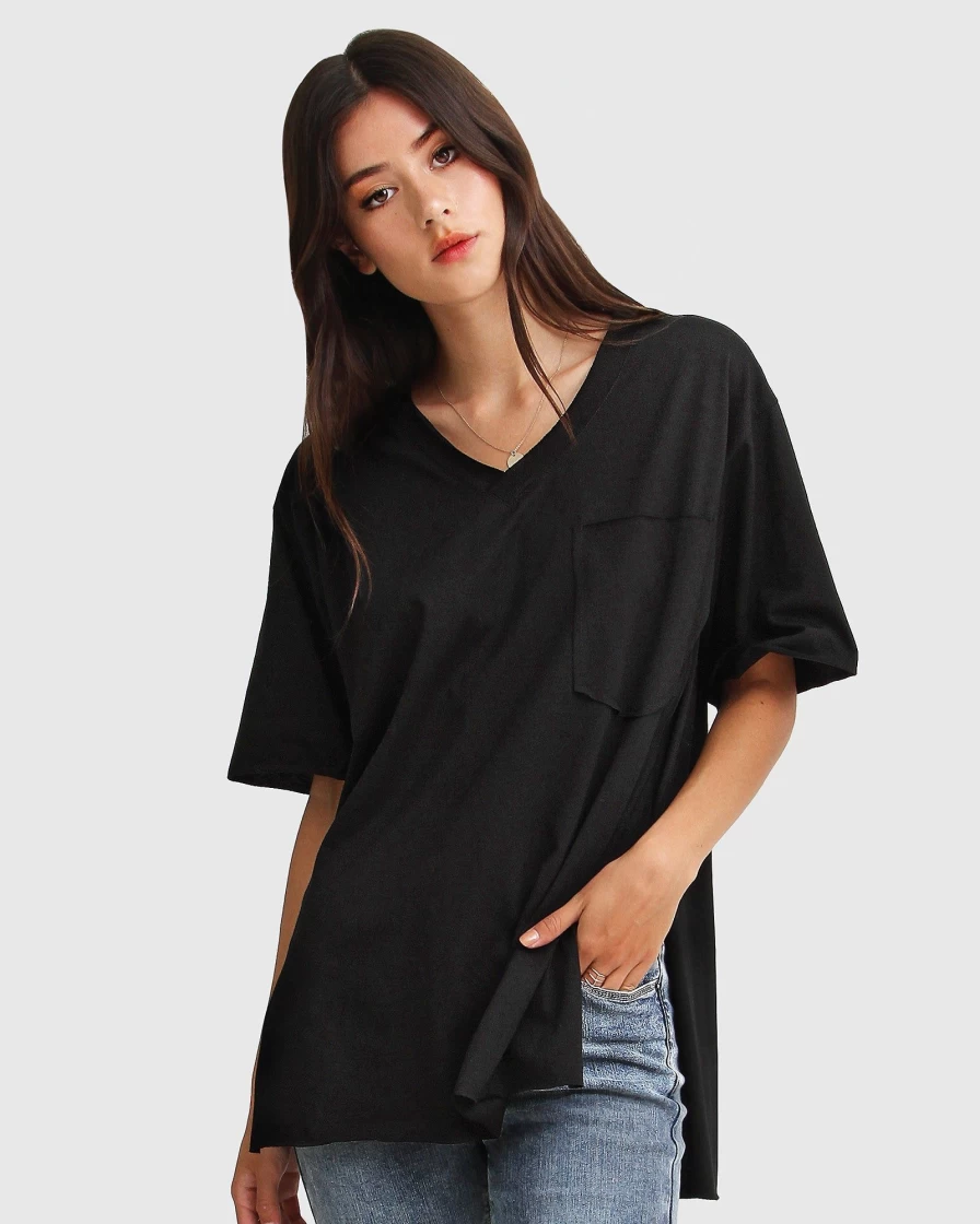 Belle & Bloom Women's Oversized Black T-Shirt - Brave Soul Style Comfort Fit