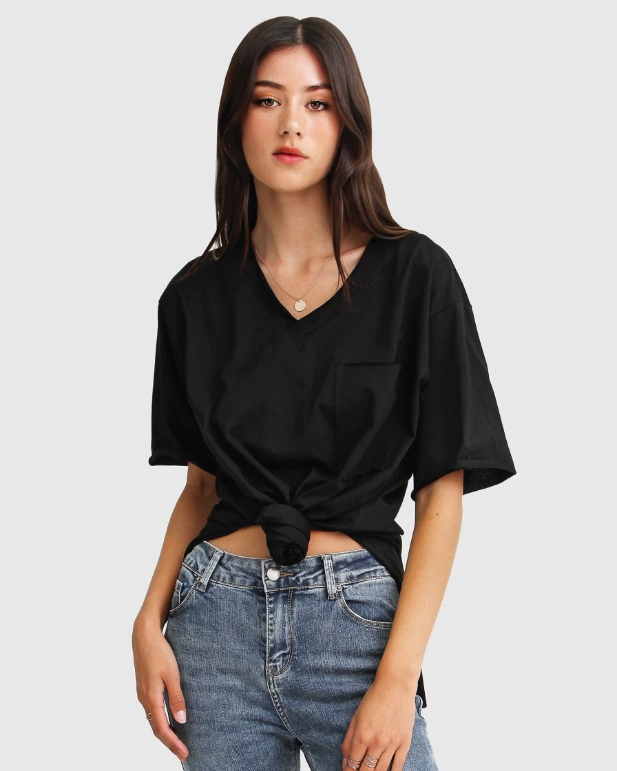 Belle & Bloom Women's Oversized Black T-Shirt - Brave Soul Style Comfort Fit