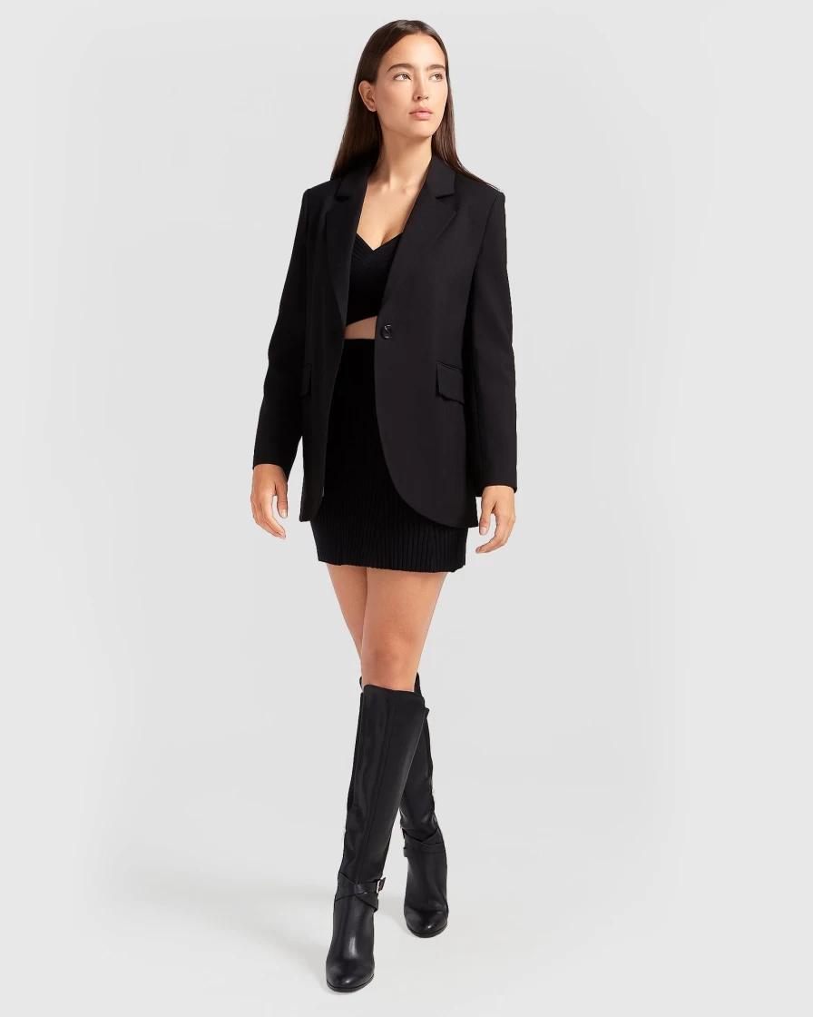 Belle & Bloom Women's Unchained Heart Black Blazer - Elegant Tailored Jacket