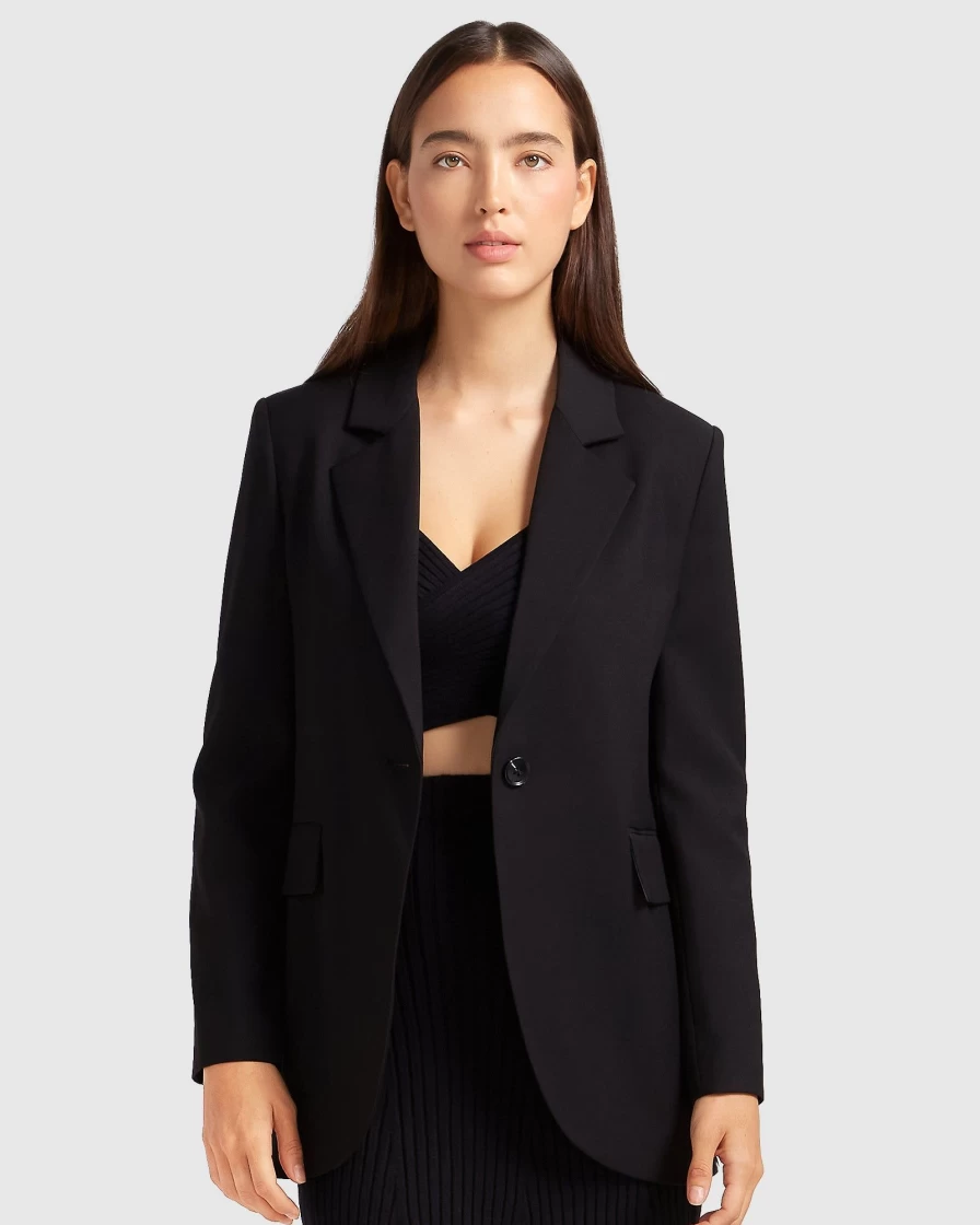 Belle & Bloom Women's Unchained Heart Black Blazer - Elegant Tailored Jacket