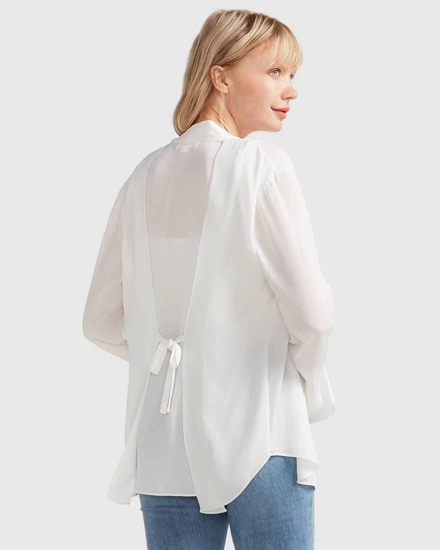 Belle & Bloom Women's Sheer Genius Lightweight White Blazer for Elegant Style