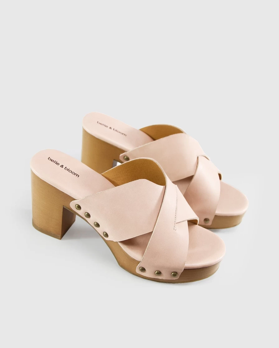 Belle & Bloom Women's Midtown Clog Mule in Blush - Comfortable Slip-On Shoes