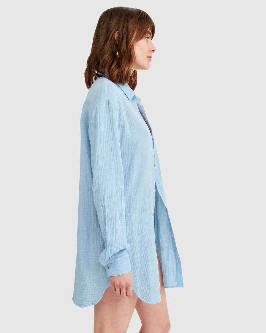 Belle & Bloom Women's Light Blue South Coast Oversized Shirt - Final Sale