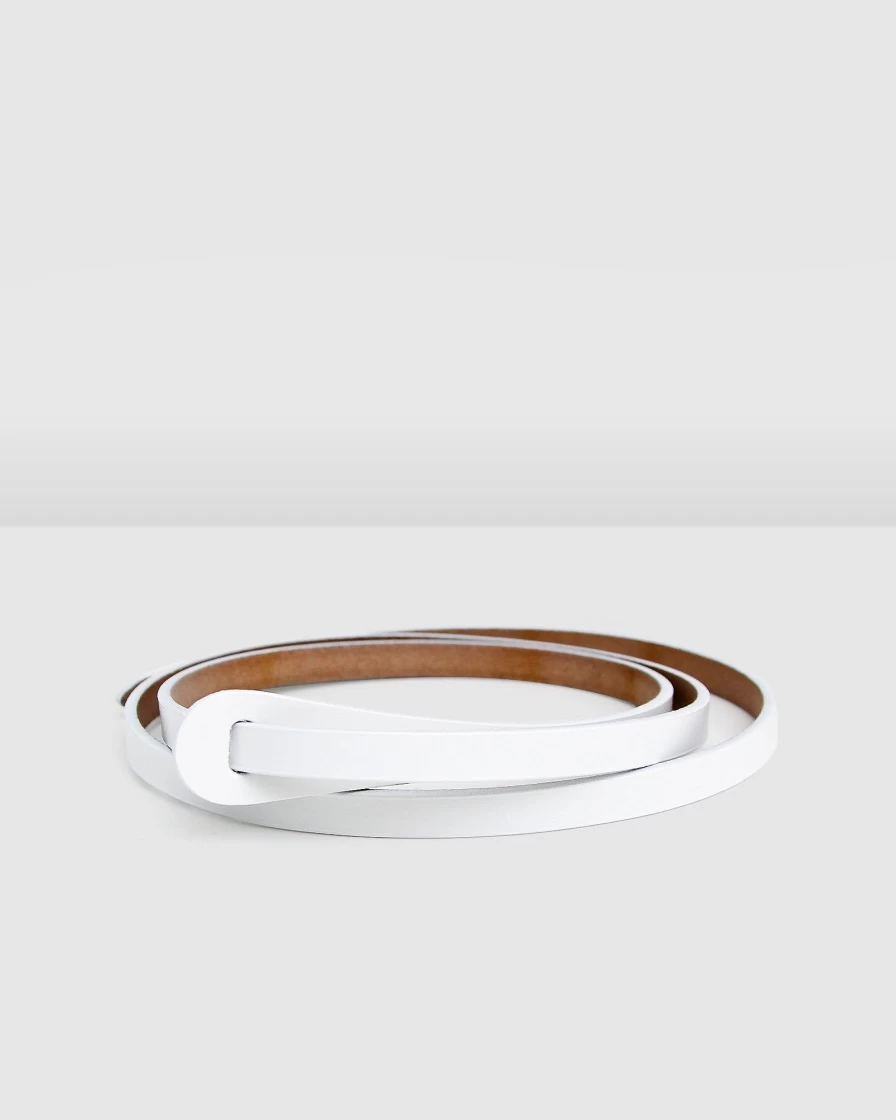 Belle & Bloom Women's White Leather Tie The Knot Belt for Wedding & Fashion