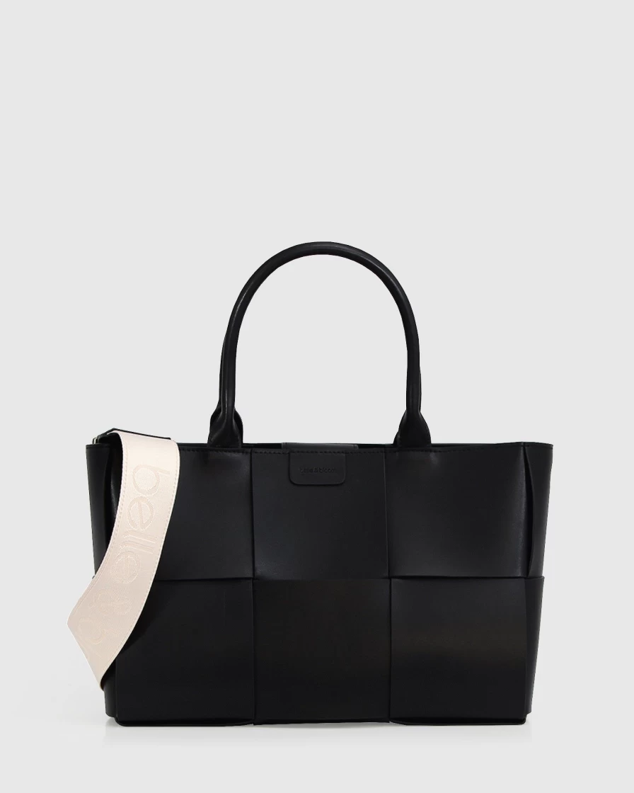 Belle & Bloom Women's Black Long Way Home Woven Tote Bag