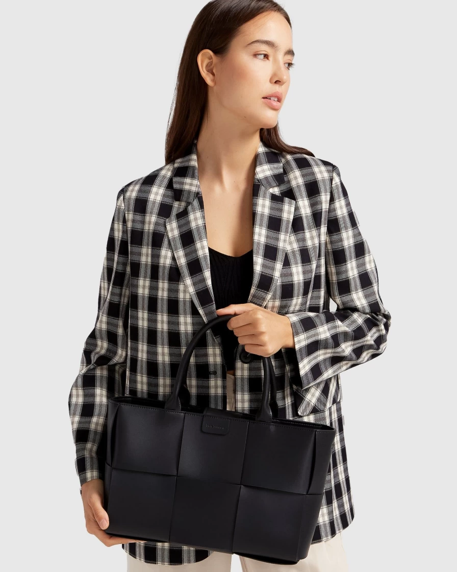 Belle & Bloom Women's Black Long Way Home Woven Tote Bag