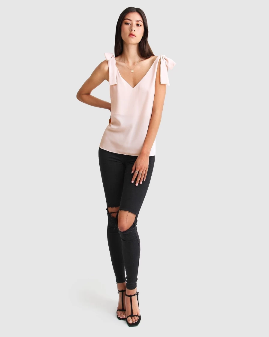 Belle & Bloom Women's Feel For You Blush V-Neck Top - Soft Casual Blouse