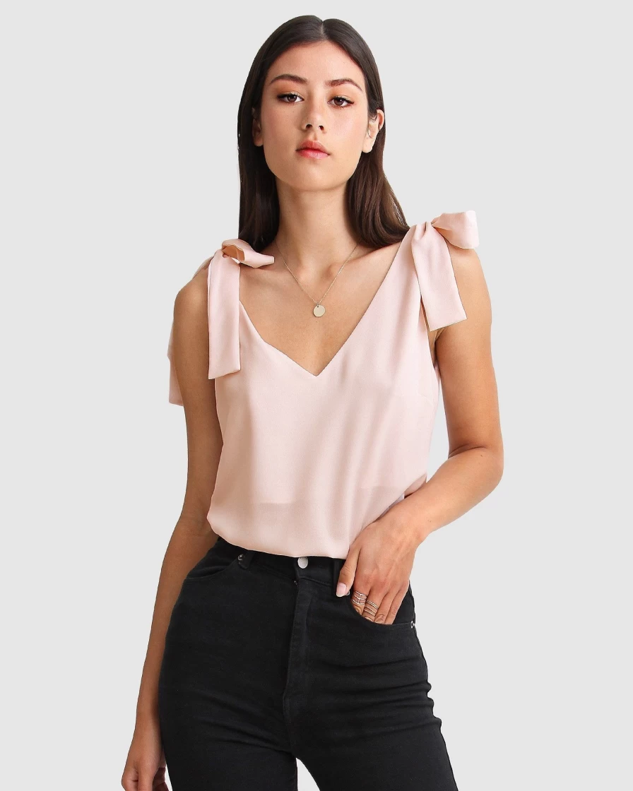 Belle & Bloom Women's Feel For You Blush V-Neck Top - Soft Casual Blouse