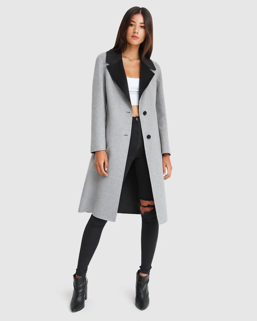 Belle & Bloom Women's Grey Lexington Wool Blend Two-Tone Coat