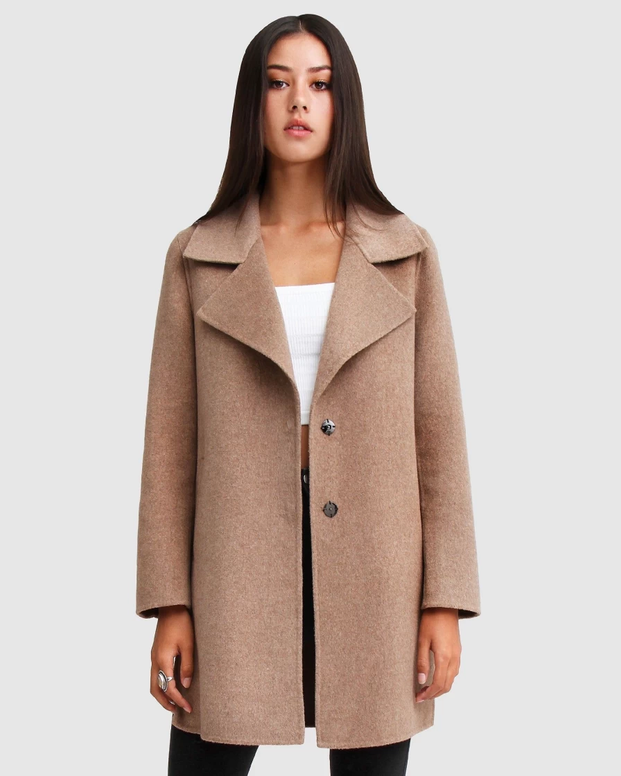 Belle & Bloom Women's Oat Oversized Wool Blend Jacket - New Fit Ex-Boyfriend Style
