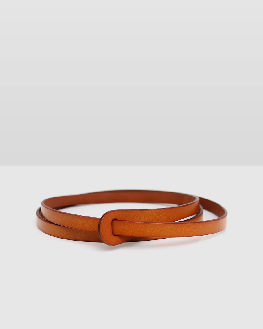 Belle & Bloom Women's Brown Leather Tie The Knot Belt for Stylish Outfits