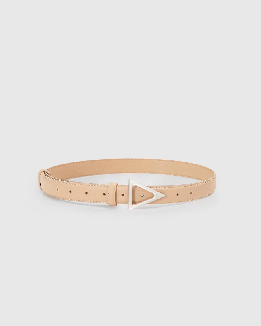 Belle & Bloom Women's Bermuda Triangle Leather Belt in Latte - Stylish Genuine Leather Accessory
