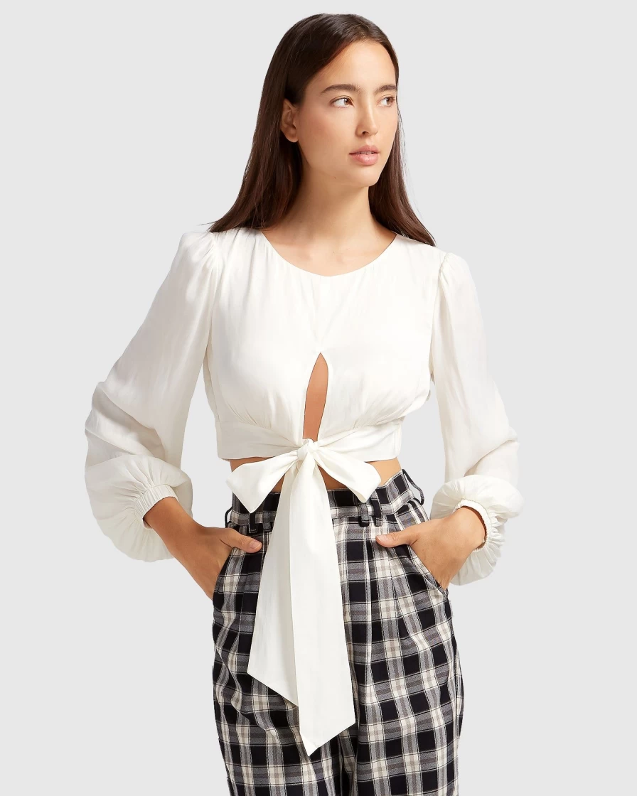 Belle & Bloom Women's No Way Home Off-White Cropped Top
