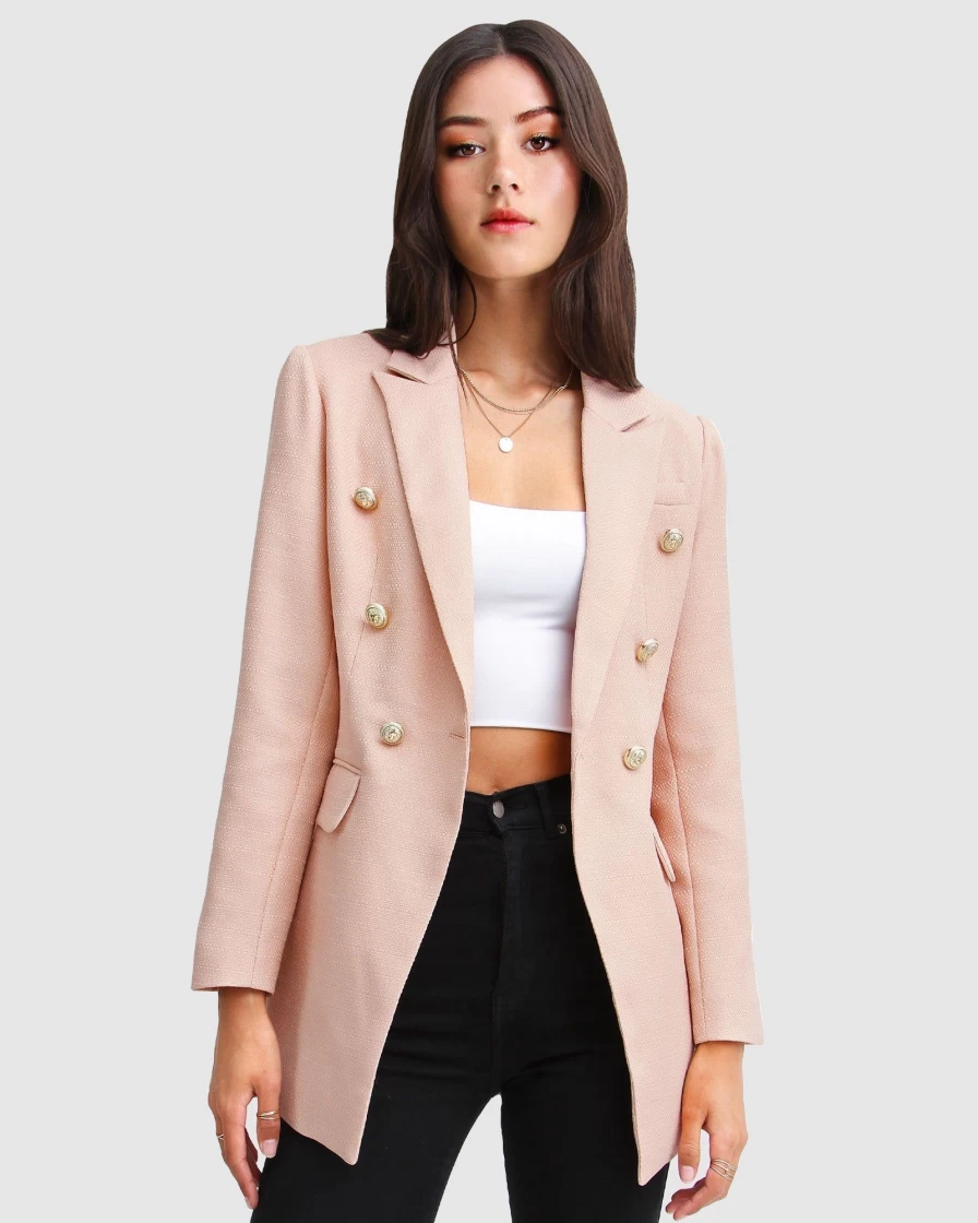 Belle & Bloom Women's Blush Textured Weave Blazer - Princess Polina Style