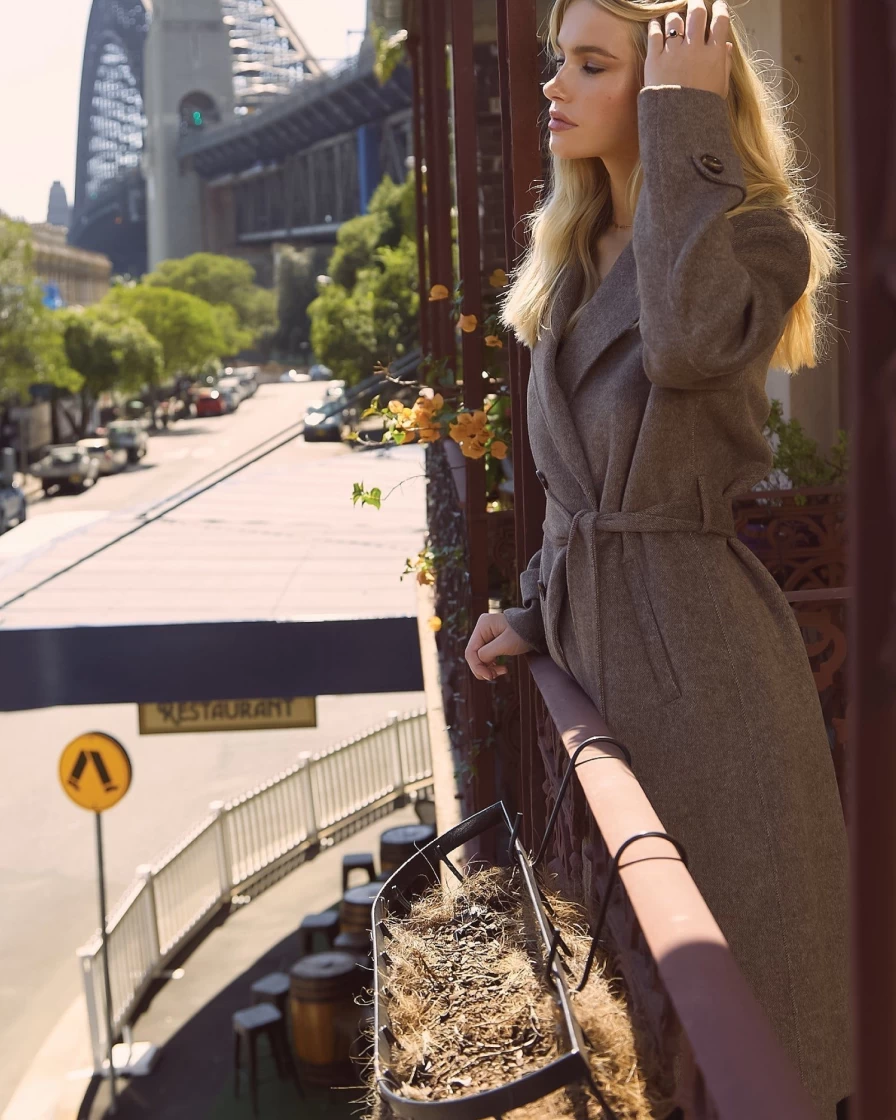 Belle & Bloom Women's Front Runner Belted Trench Coat in Walnut Brown