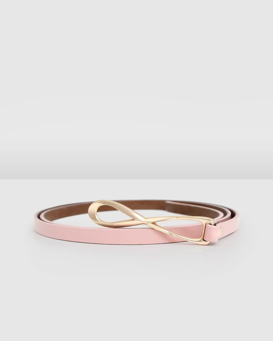 Belle & Bloom Women's Pink Leather Tie Belt - London Mood Style for Waist Accessories