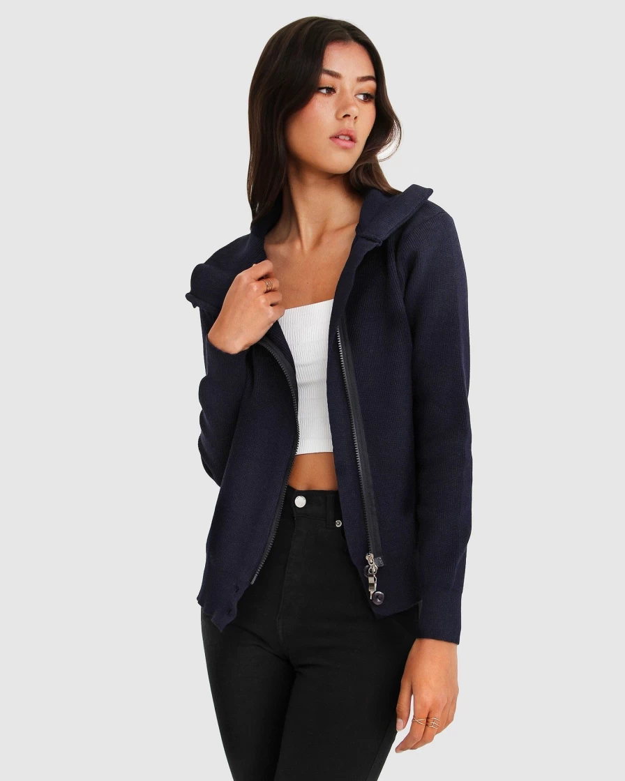Belle & Bloom Women's Navy Zip Front Jumper - Brother's Style