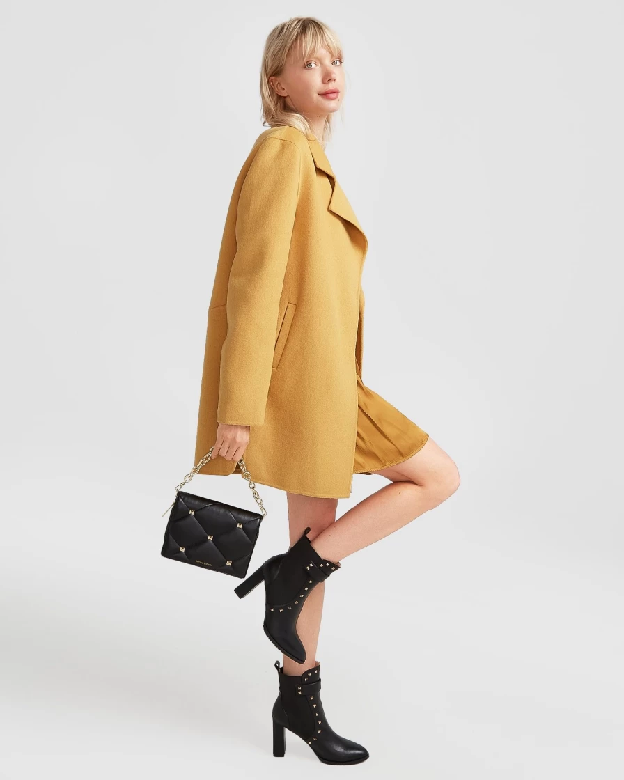Belle & Bloom Women's Antique Gold Oversized Wool Blend Jacket - New Fit Ex-Boyfriend Style