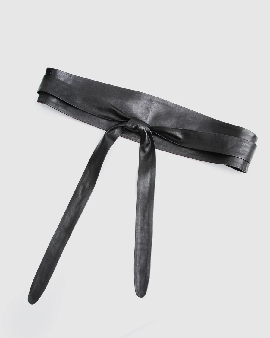 Belle & Bloom Women's Soft Wrap Leather Belt - Black Odyssey Style