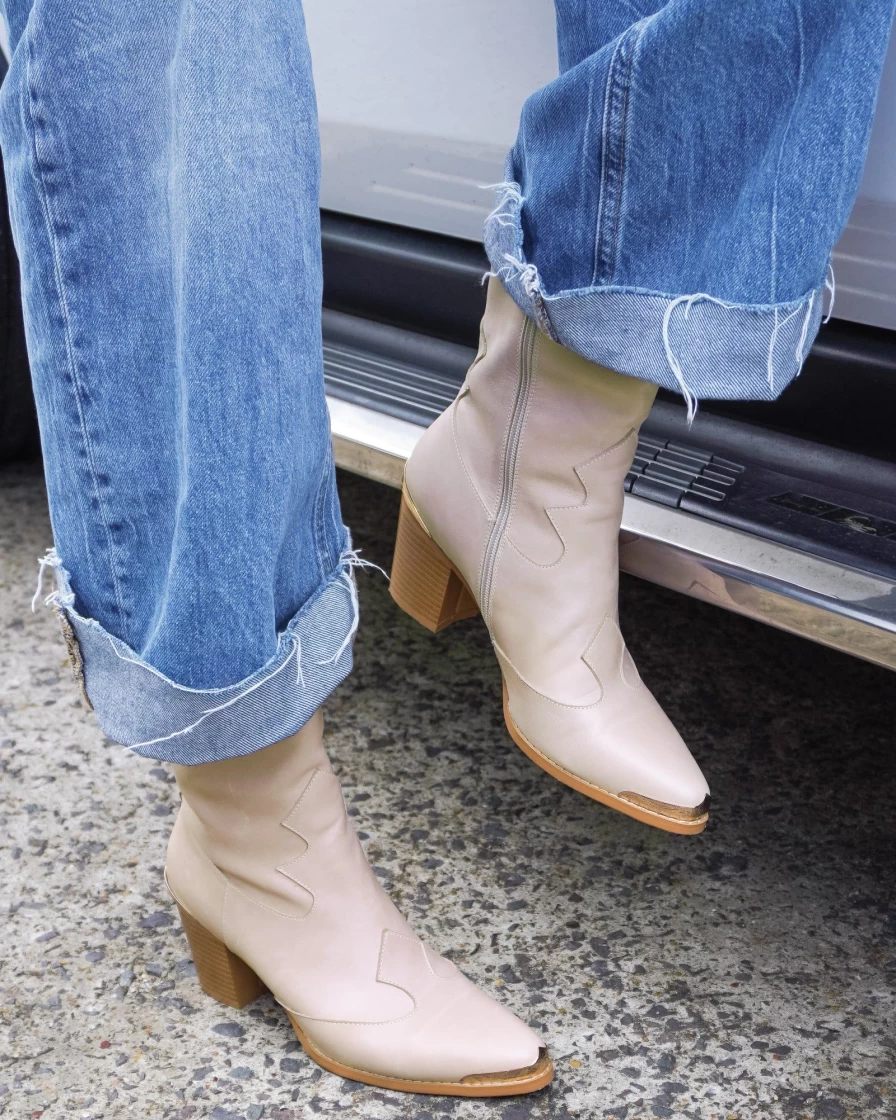 Belle & Bloom Women's Dallas Western Boot in Stone - Stylish Cowboy Boots for Women