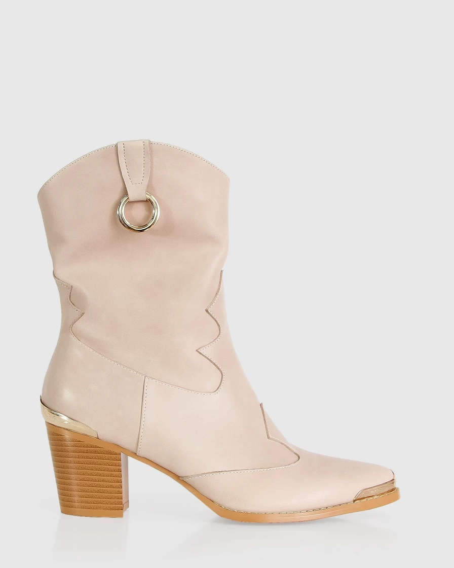 Belle & Bloom Women's Dallas Western Boot in Stone - Stylish Cowboy Boots for Women