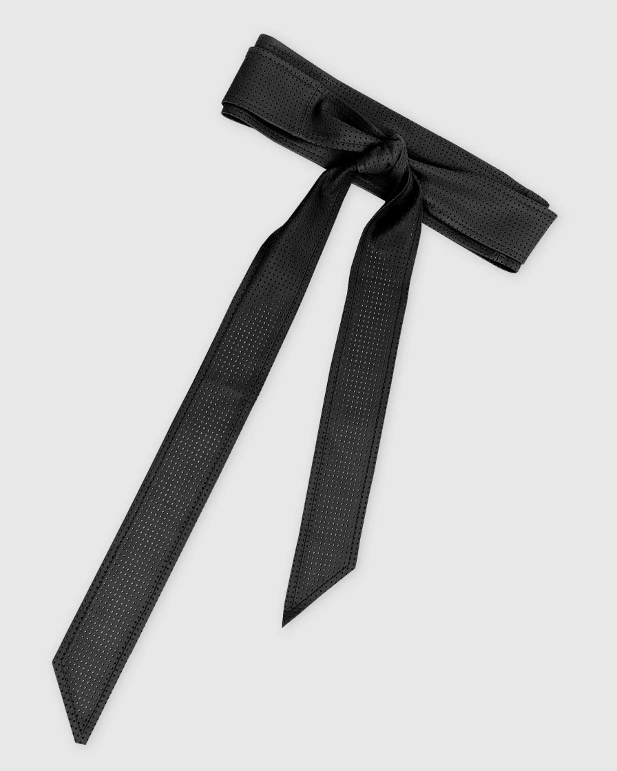 Belle & Bloom Women's Black Perforated Leather Belt - Stylish Escalate Design
