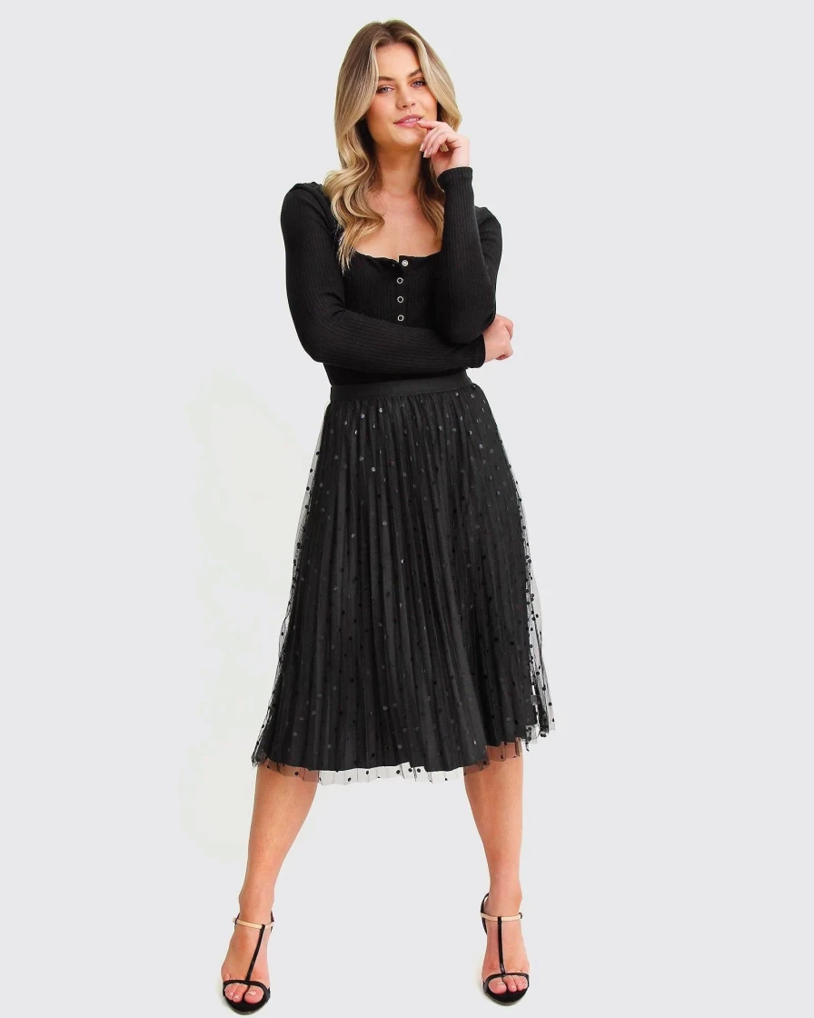 Belle & Bloom Women's Mixed Feeling Reversible Skirt - Black