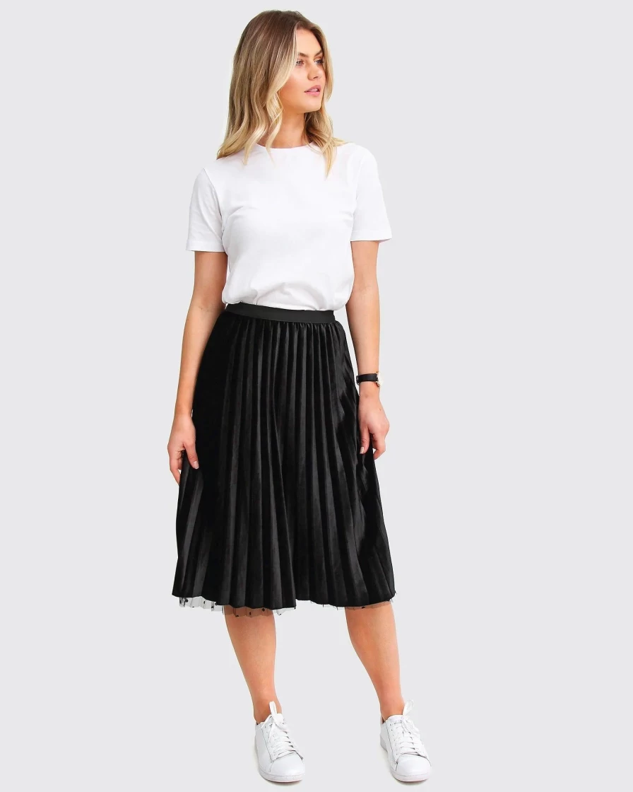 Belle & Bloom Women's Mixed Feeling Reversible Skirt - Black | Two-in-One Versatile Design