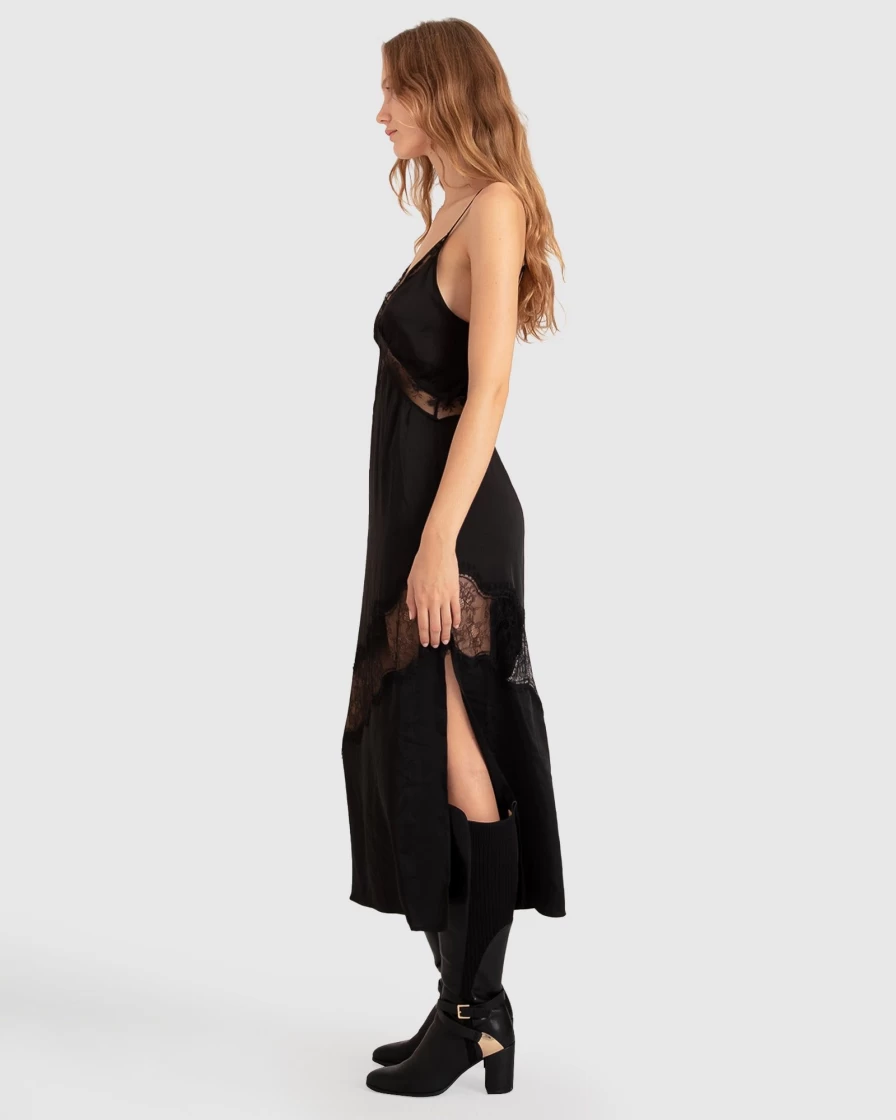 Belle & Bloom Women's Black Lace Slip Dress - Heavenly Bodies Elegant Nightgown