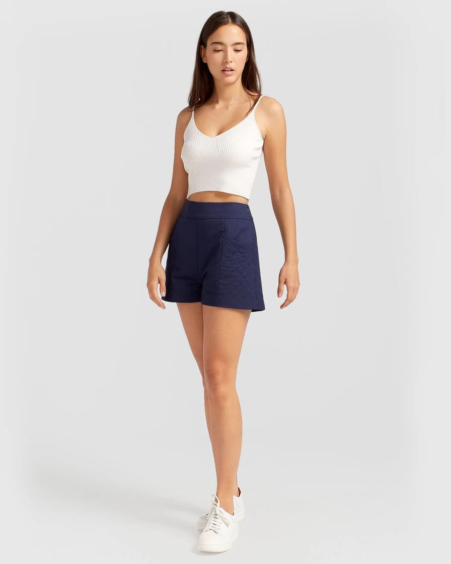 Belle & Bloom Women's Navy Quilted Shorts - A Kind Of Magic Style