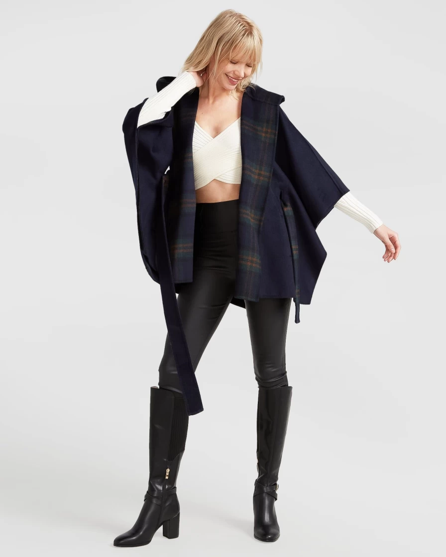 Belle & Bloom Women's French Navy Wool Blend Cape Coat - Jackson Landing Style