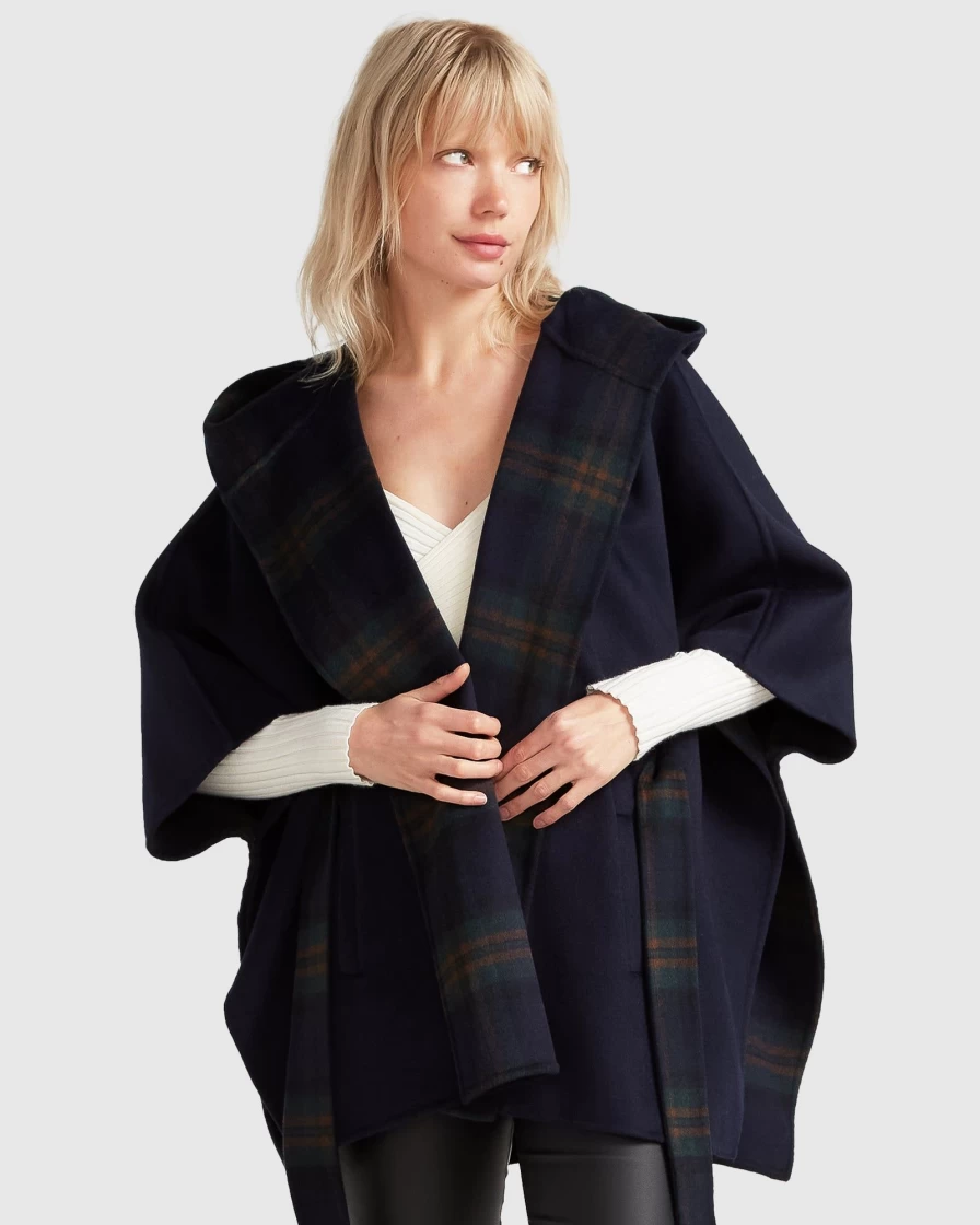 Belle & Bloom Women's French Navy Wool Blend Cape Coat - Jackson Landing Style