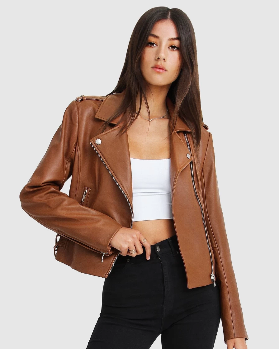 Belle & Bloom Women's Brown Leather Jacket - Just Friends Style