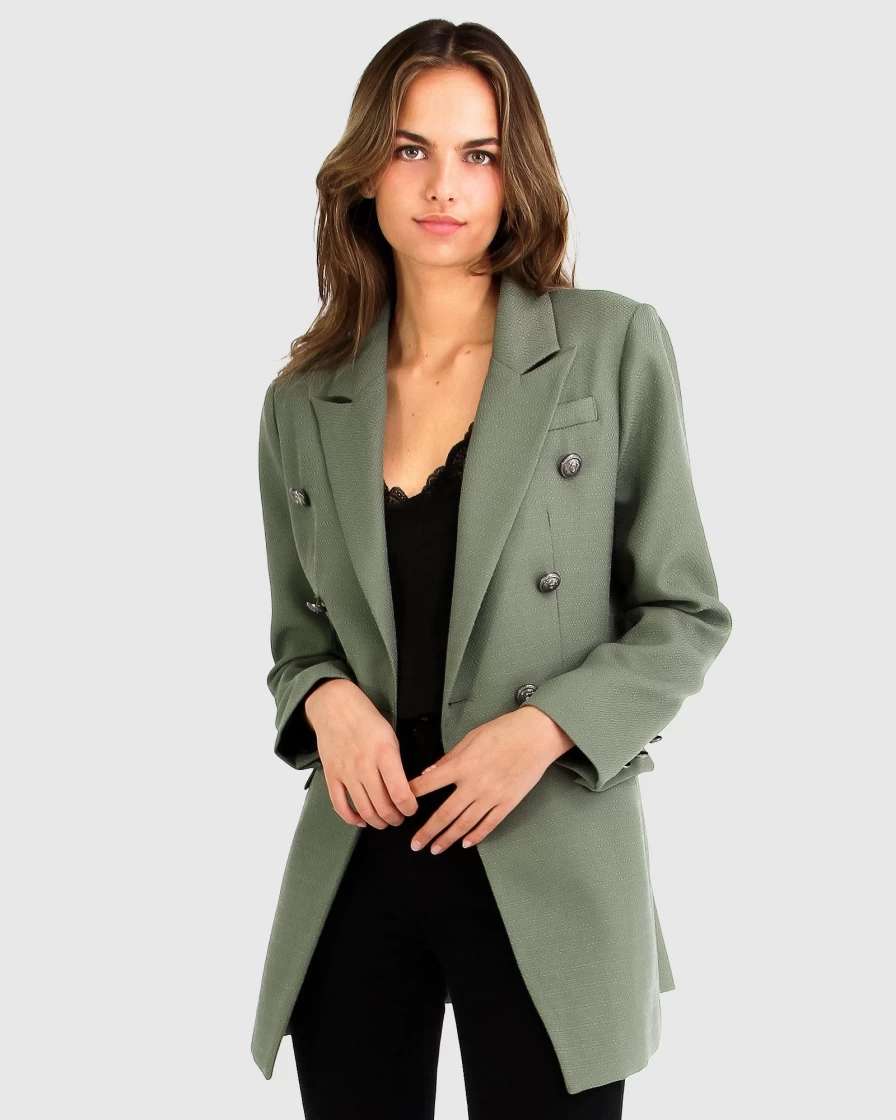 Belle & Bloom Women's Military Style Princess Polina Textured Weave Blazer - Tailored Jacket for Women